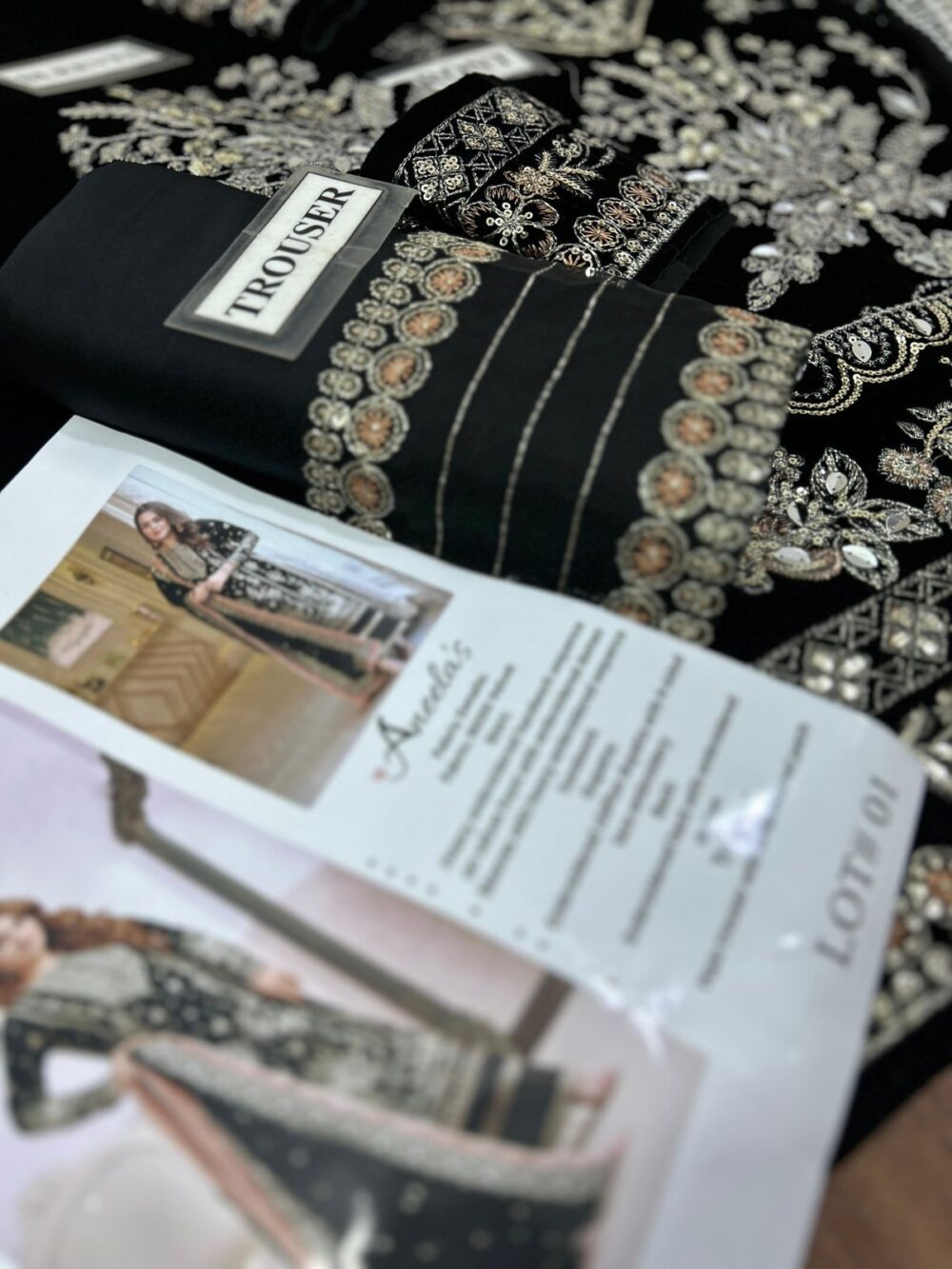 ANEELAS Premium Velvet and Chiffon 3-Piece Unstitched Collection – Luxury Embroidered Dress for Women