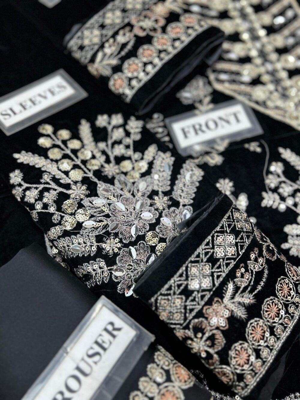 ANEELAS Premium Velvet and Chiffon 3-Piece Unstitched Collection – Luxury Embroidered Dress for Women