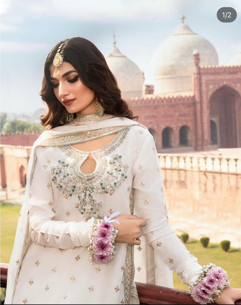 Azure Chiffon Embroidered Unstitched 3-Piece Suit by Nooriza Fabric