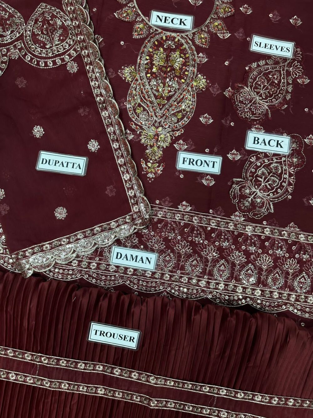 Alizeh Chiffon Embroidered Suit With Silk Gharara – 5018