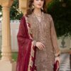 Noorma Kamal unstitched replica chiffon suit with sequin work and malai trouser – 5019 by Nooriza Fabric