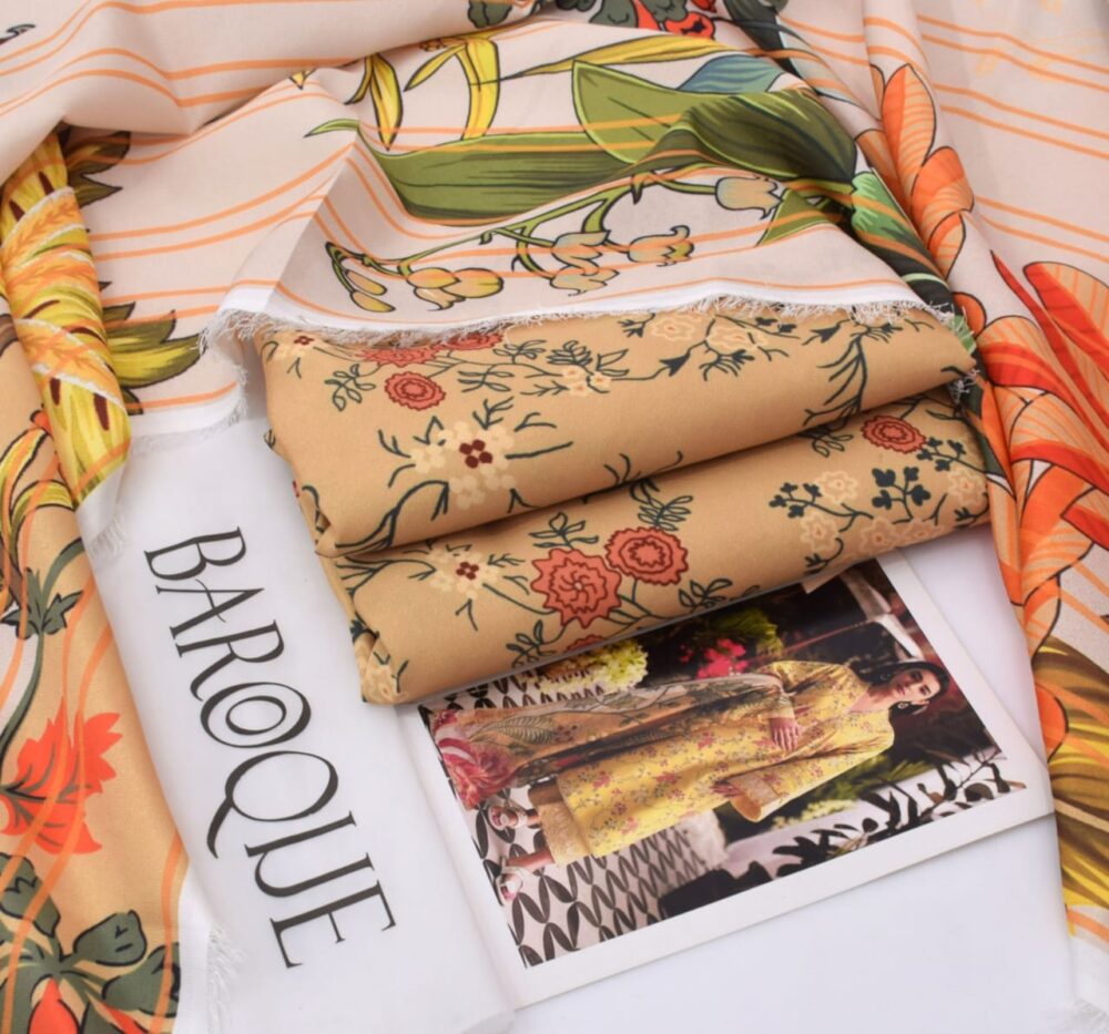 Baroque Karandi 3PC printed suit code 5031 with printed shirt trouser and dupatta