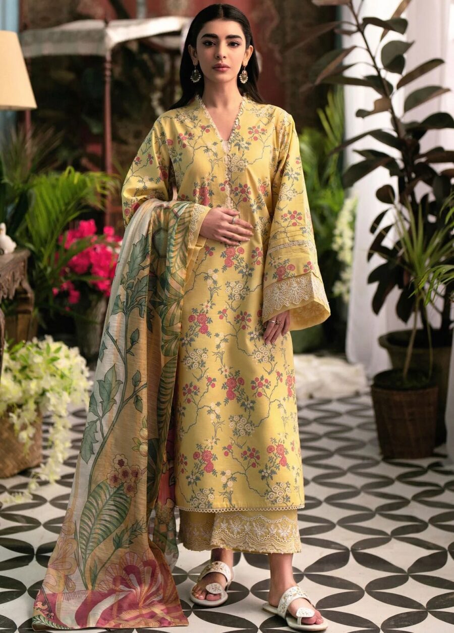 Baroque Karandi 3PC printed suit code 5031 with printed shirt trouser and dupatta