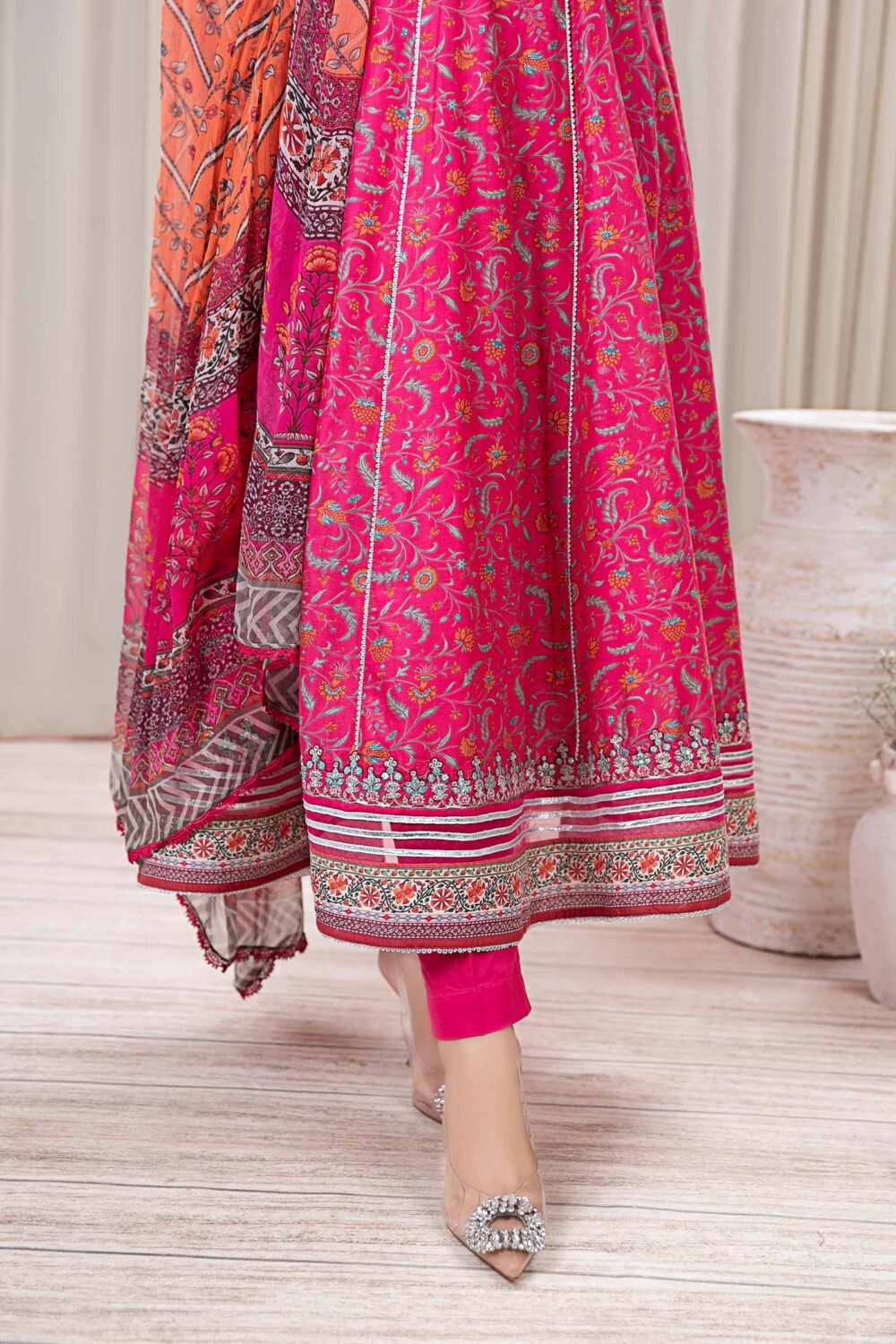 Baroque Karandi Printed 3PC Suit Code 5046 by Nooriza Fabric with Shirt, Trouser, and Dupatta