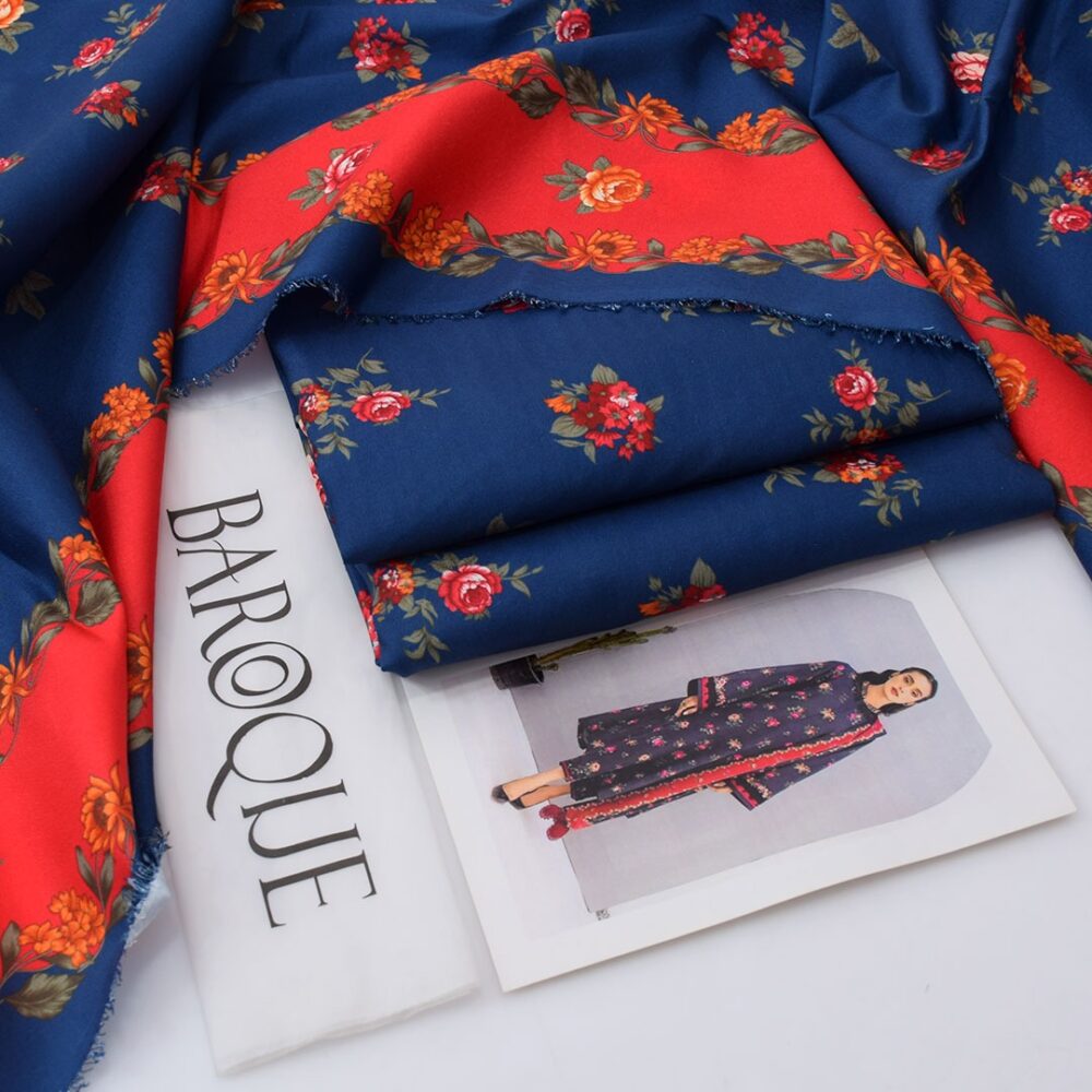 Baroque Karandi 3PC printed suit code 5034 with printed shirt trouser and dupatta