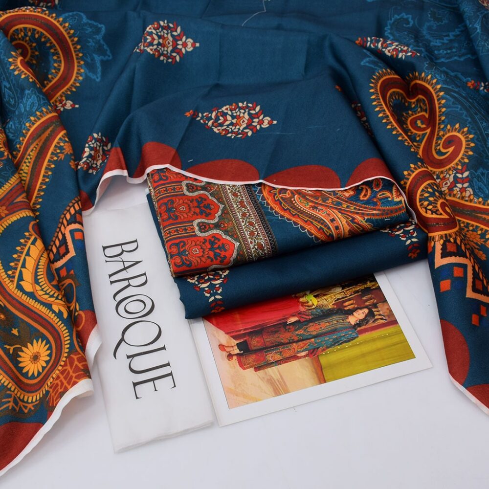 Baroque Karandi 3PC Printed Suit Code 5039 with Shirt Trouser and Dupatta by Nooriza Fabric