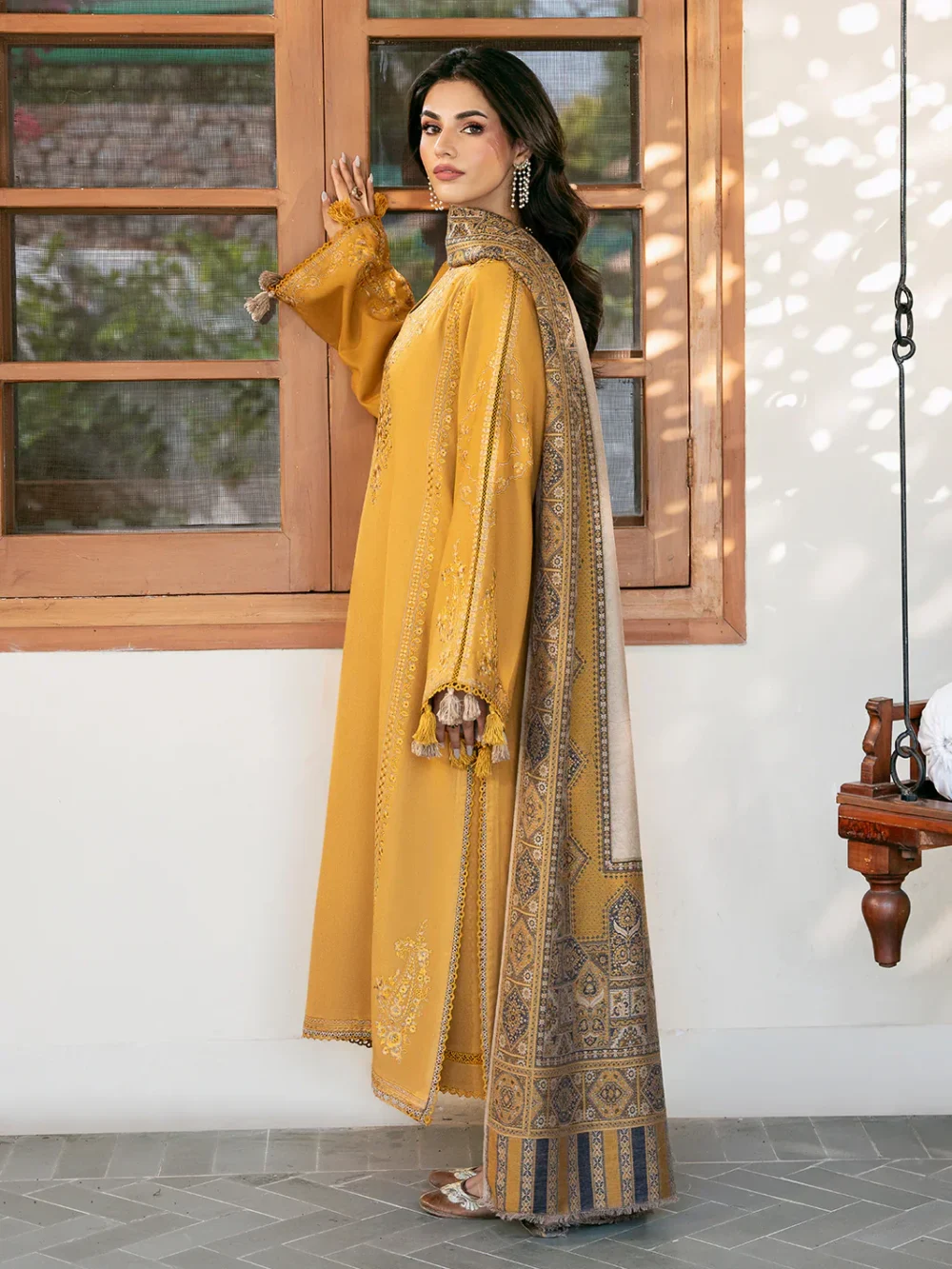 3PC Lawn Heavy Embroidered Suit with Printed Bamber Dupatta Code 5058 by Nooriza Fabric