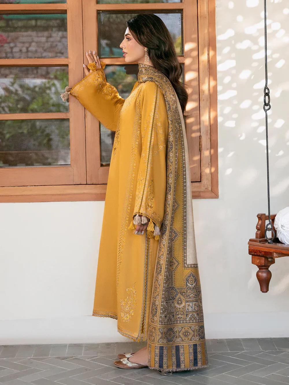 3PC Lawn Heavy Embroidered Suit with Printed Bamber Dupatta Code 5058 by Nooriza Fabric