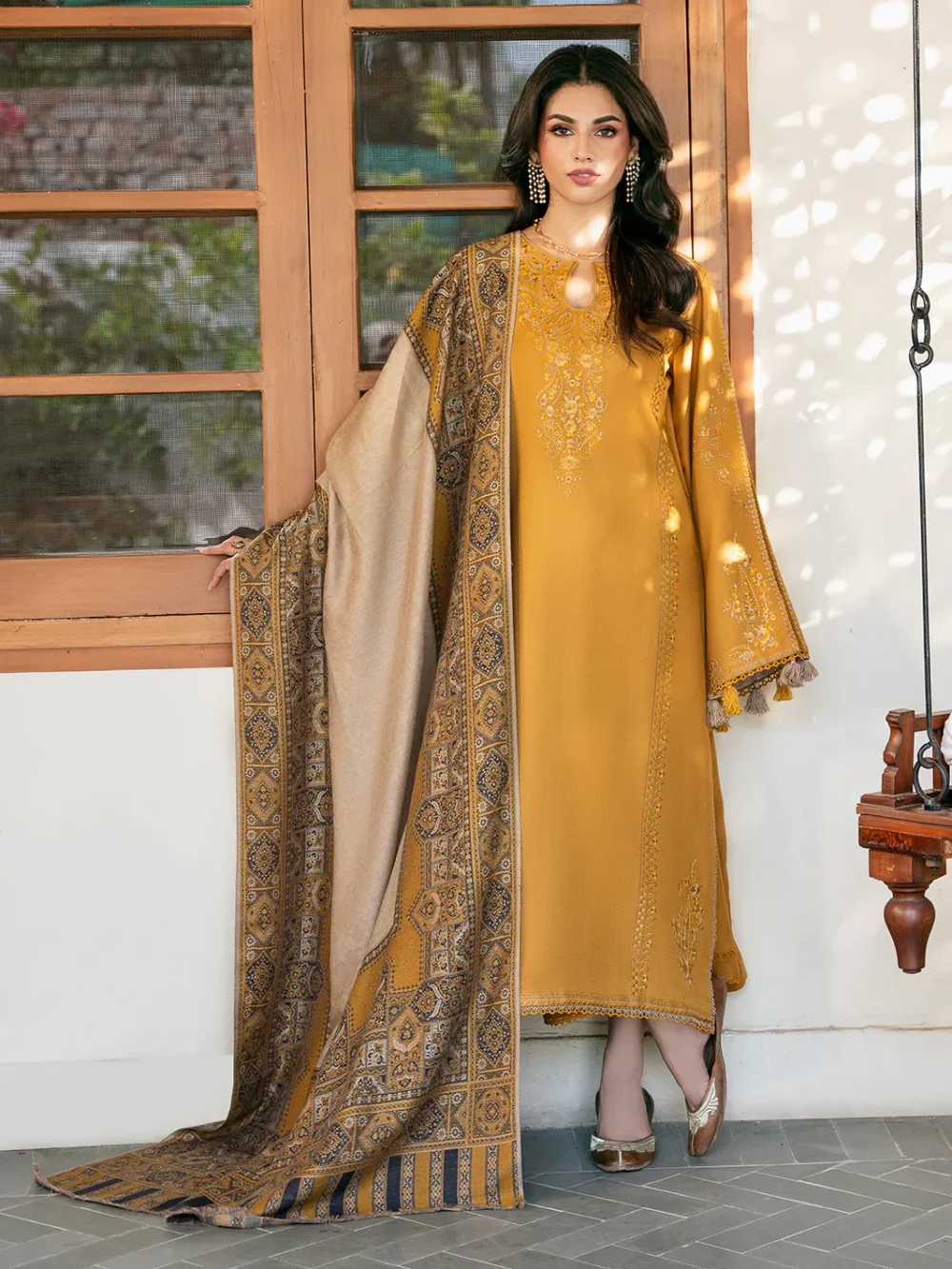 3PC Lawn Heavy Embroidered Suit with Printed Bamber Dupatta Code 5058 by Nooriza Fabric
